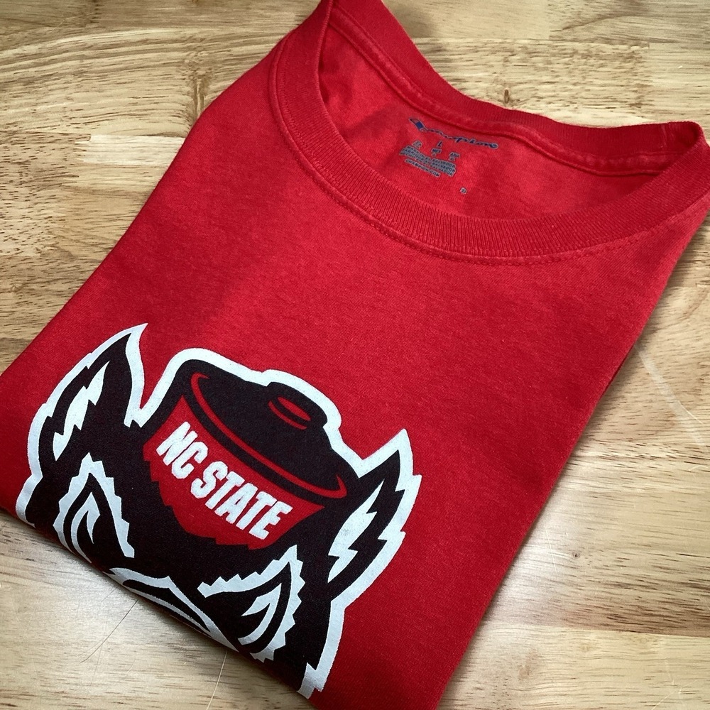 Men's Champion North Carolina (NC) State Wolfpack Football Short Sleeved Tee Red